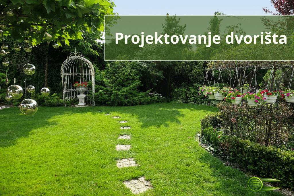 uređeno dvorište sa pokošenom travom i cvećem